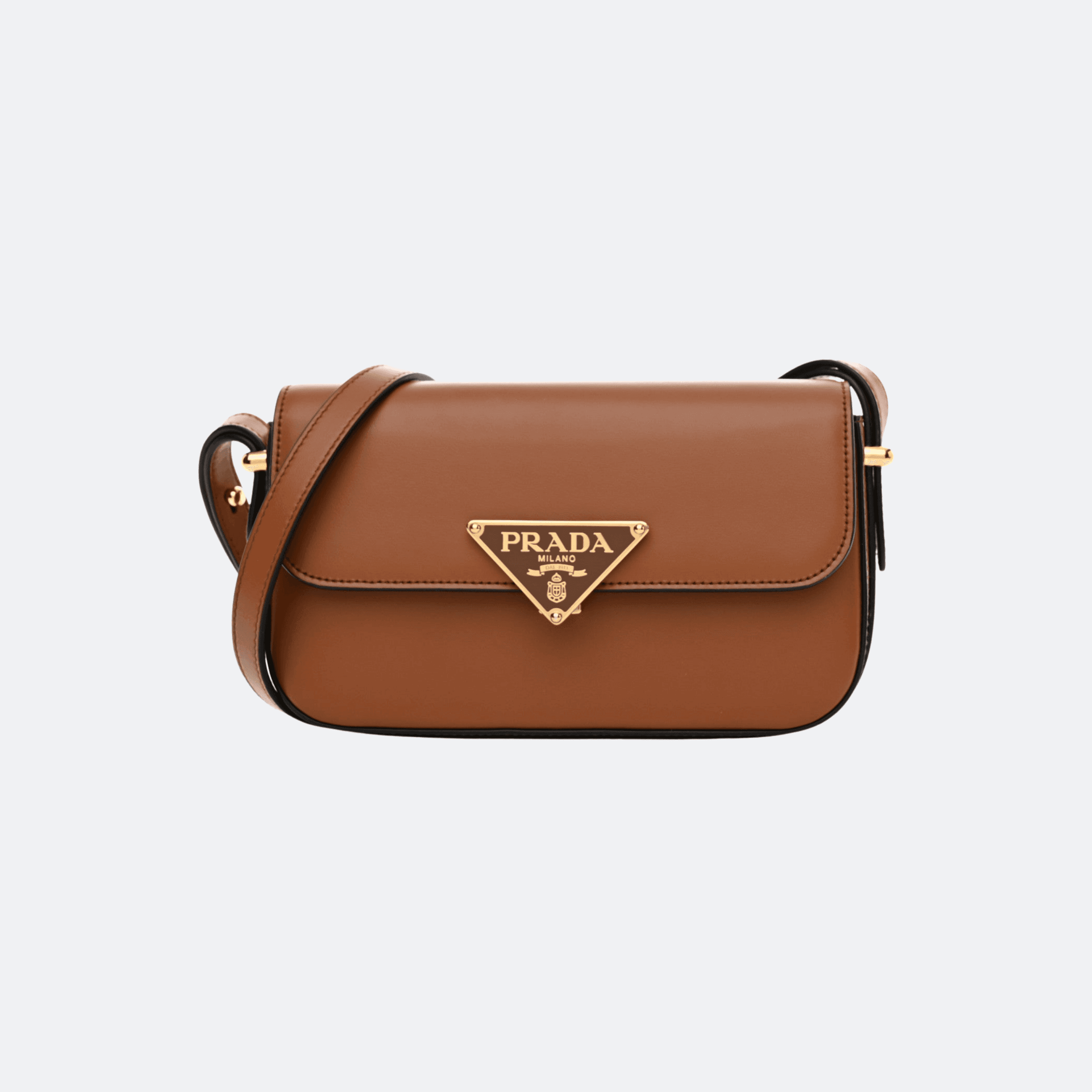 Prada Leather Shoulder Bag for Women - Cognac Brown
