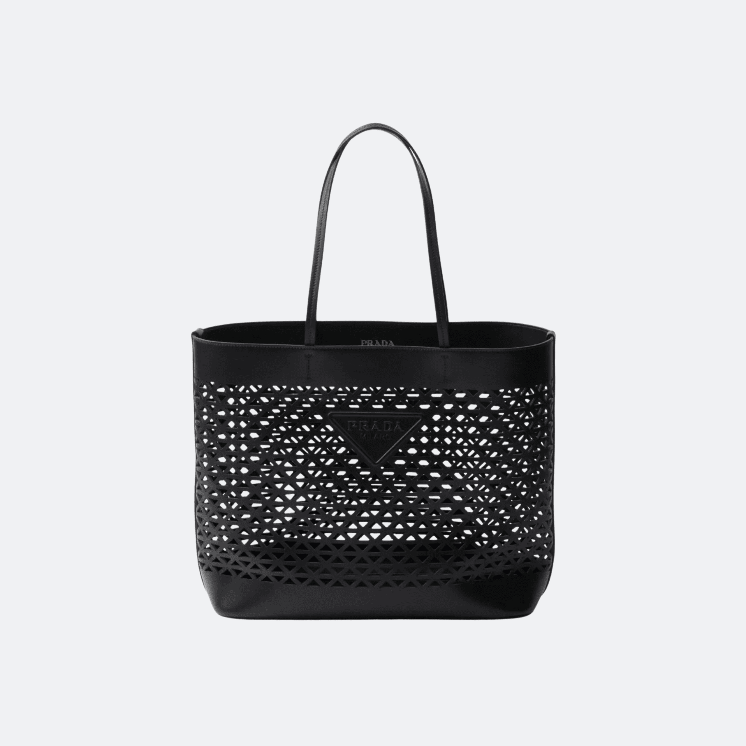 Prada Logo-Perforated Tote Bag - Black