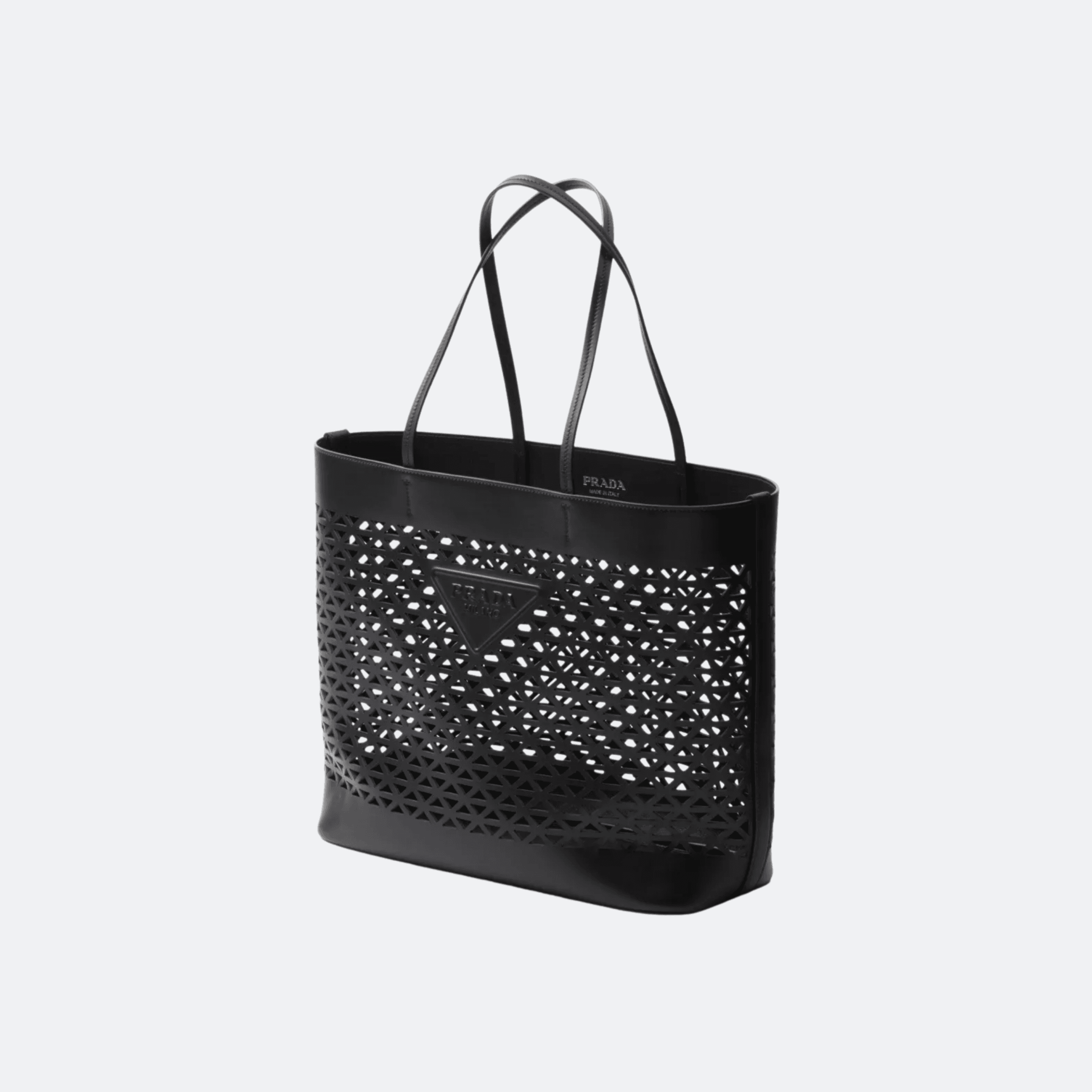 Prada Logo-Perforated Tote Bag - Black alternate