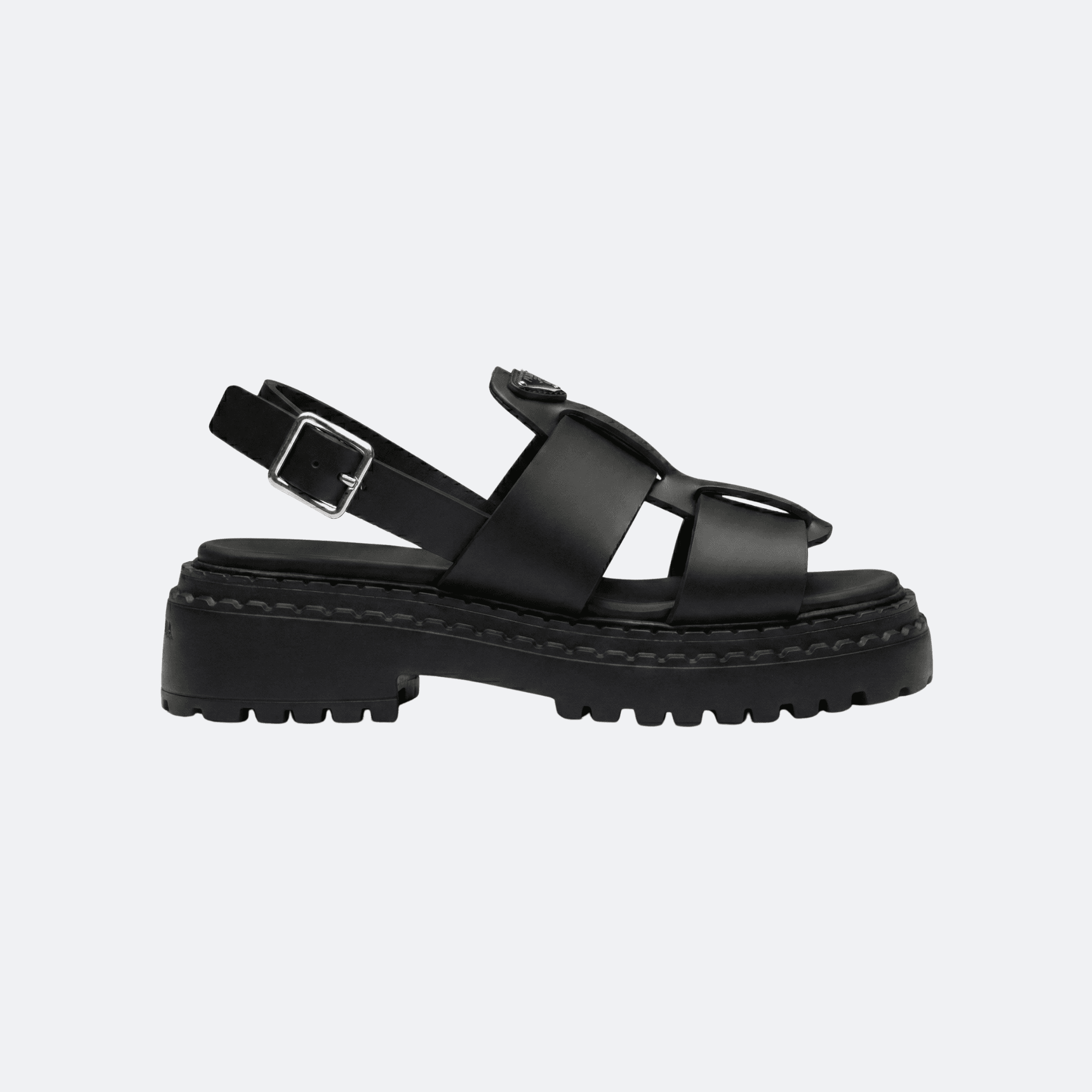 Prada – Monolith Leather Sandals - Black