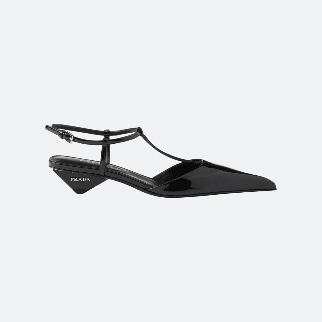 Prada Patent Leather Black Slingback Pumps