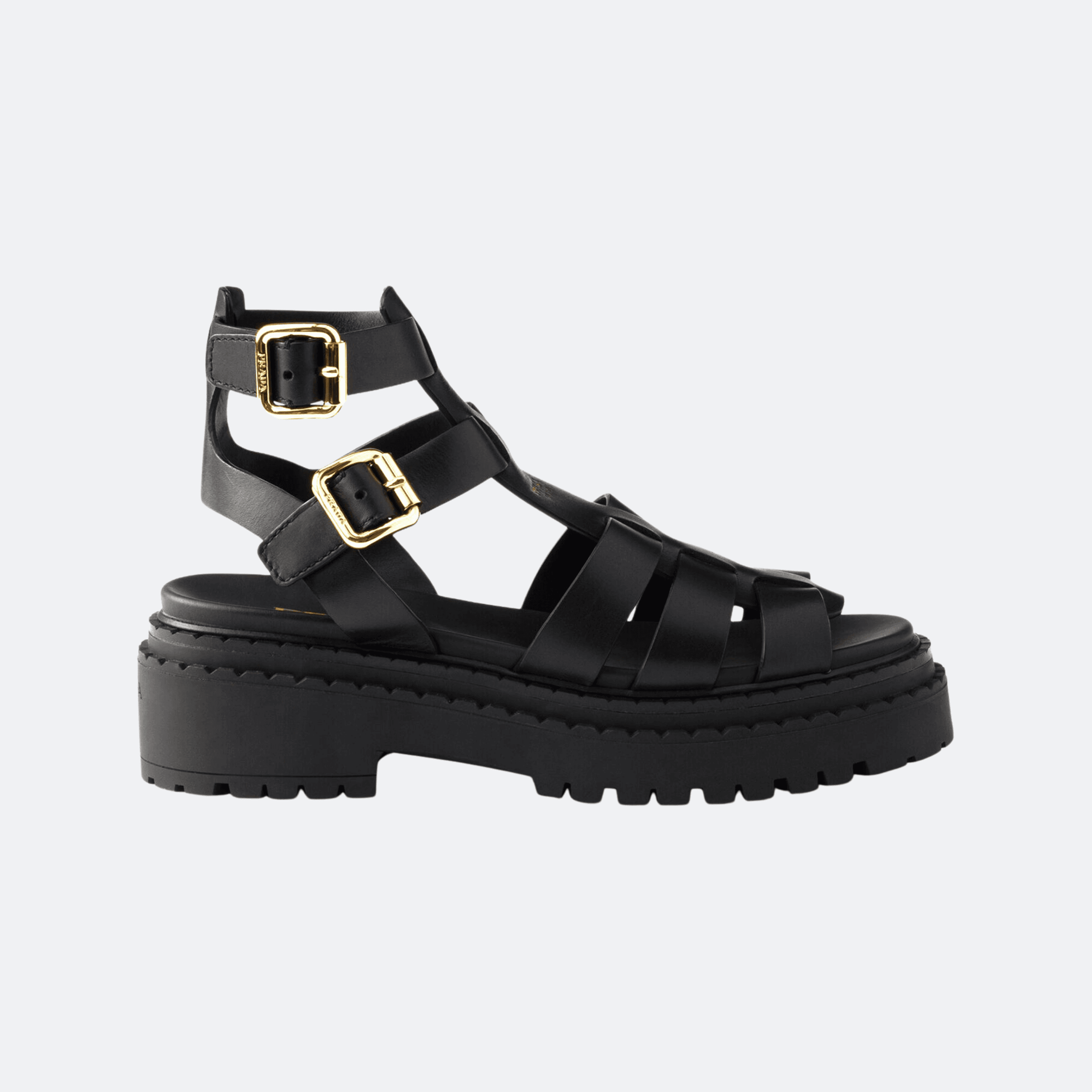 Prada – Prada Leather Buckle-Strap Sandals – Black