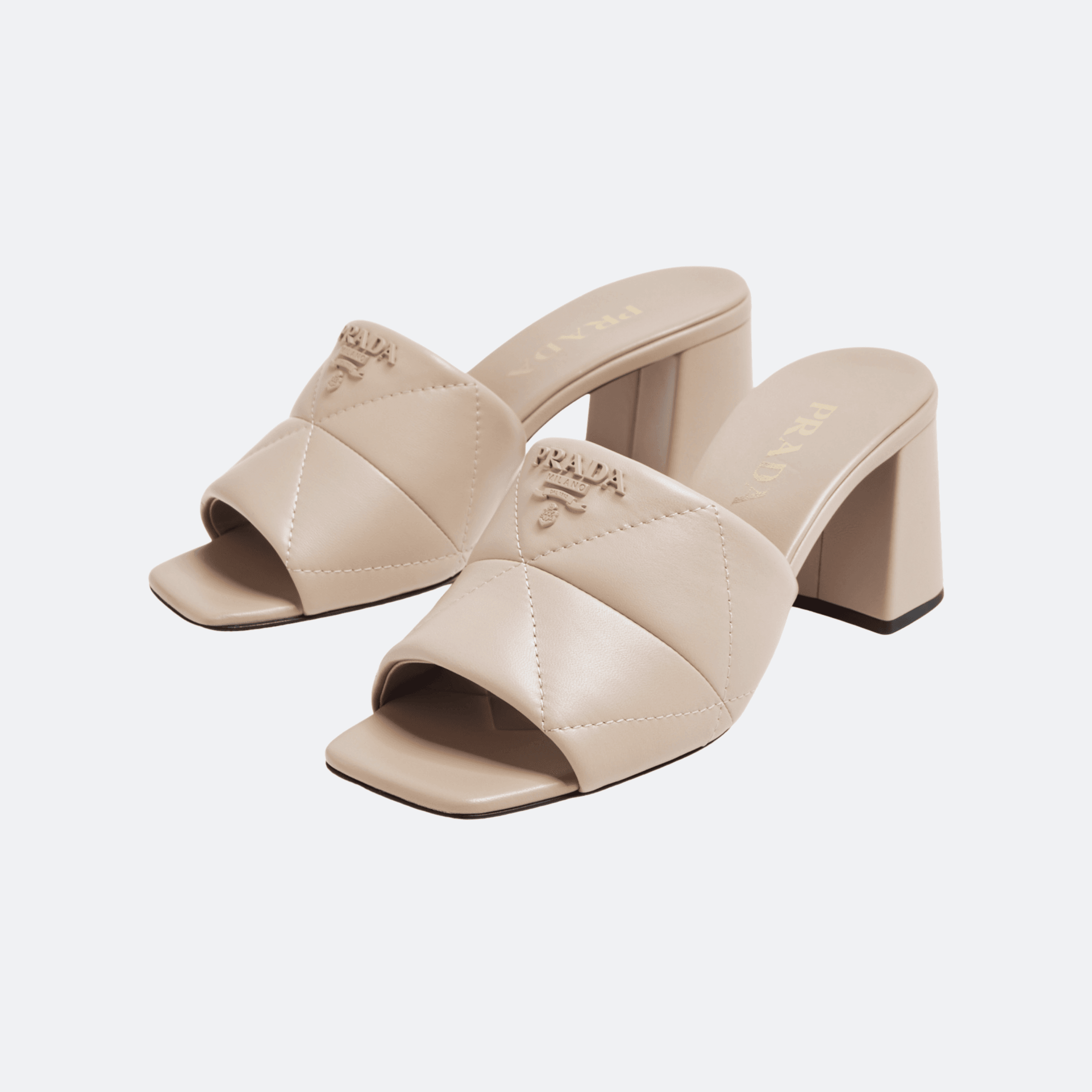 Prada Quilted Nappa Leather Mules - Beige alternate
