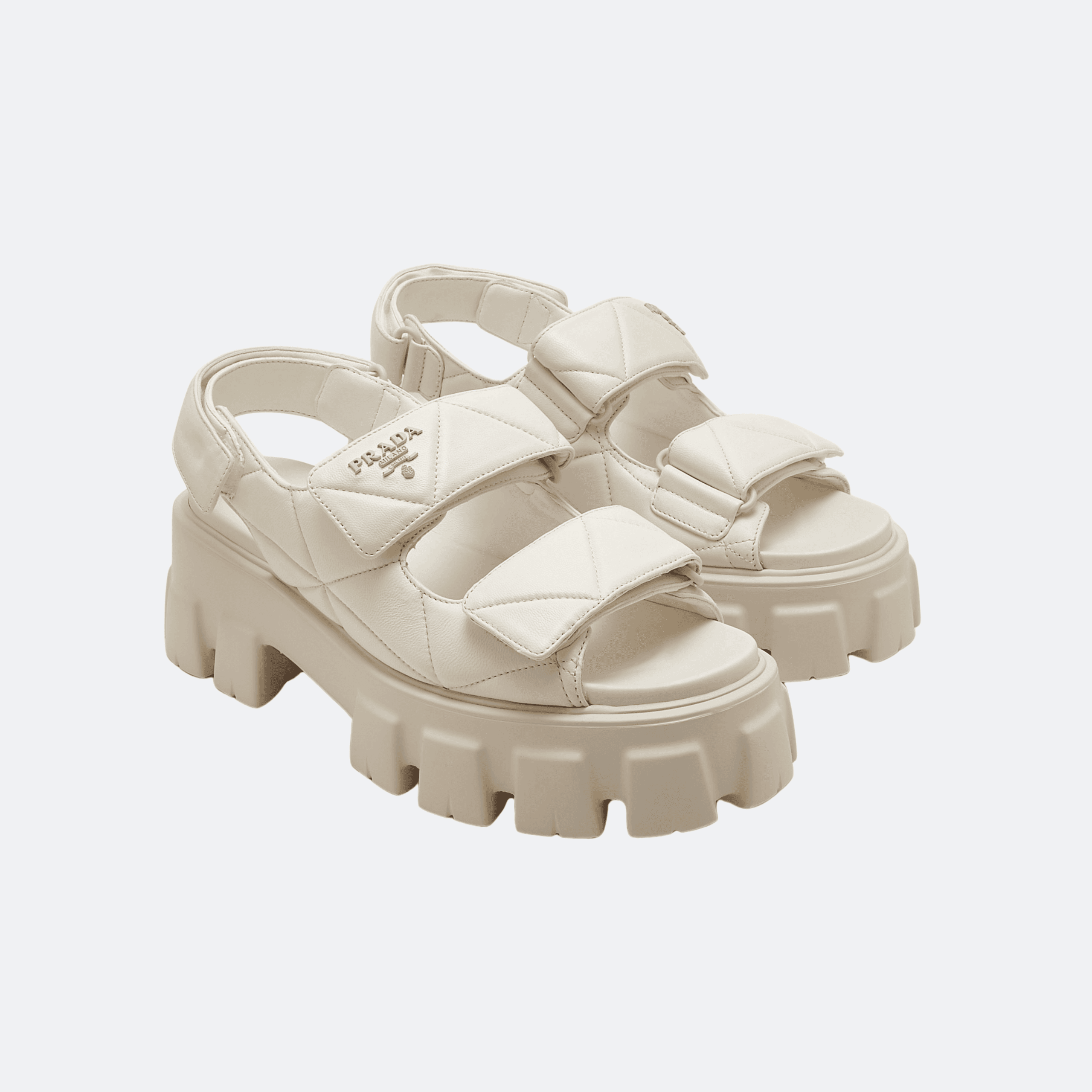 Prada – Quilted Leather Platform Sandals - Ivory White alternate
