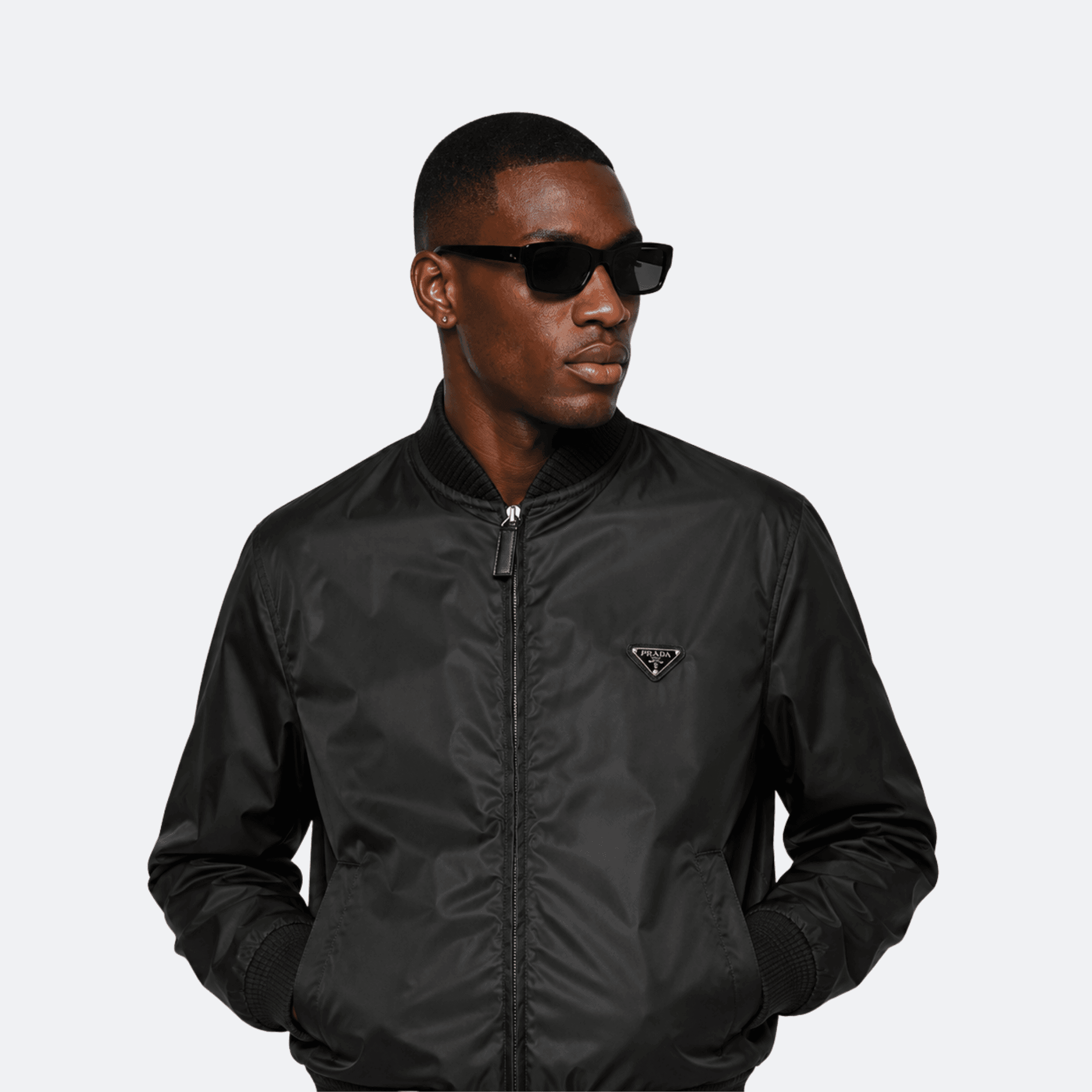 Prada Re-nylon Bomber Jacket For Men - Black