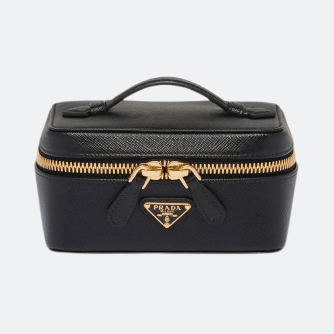 Prada Saffiano Black Leather Beauty Case