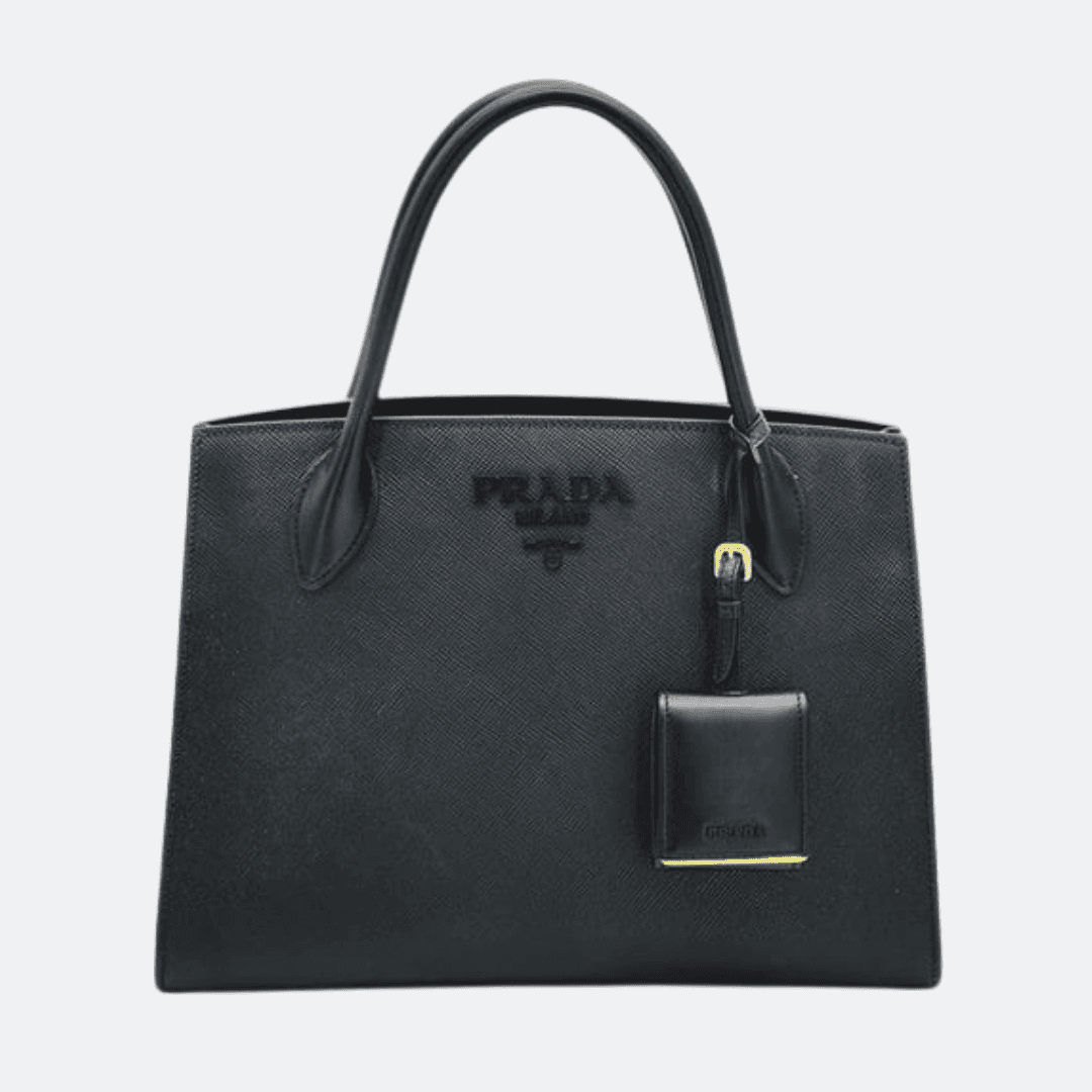 Prada Saffiano Monochrome Black Bucket Bag