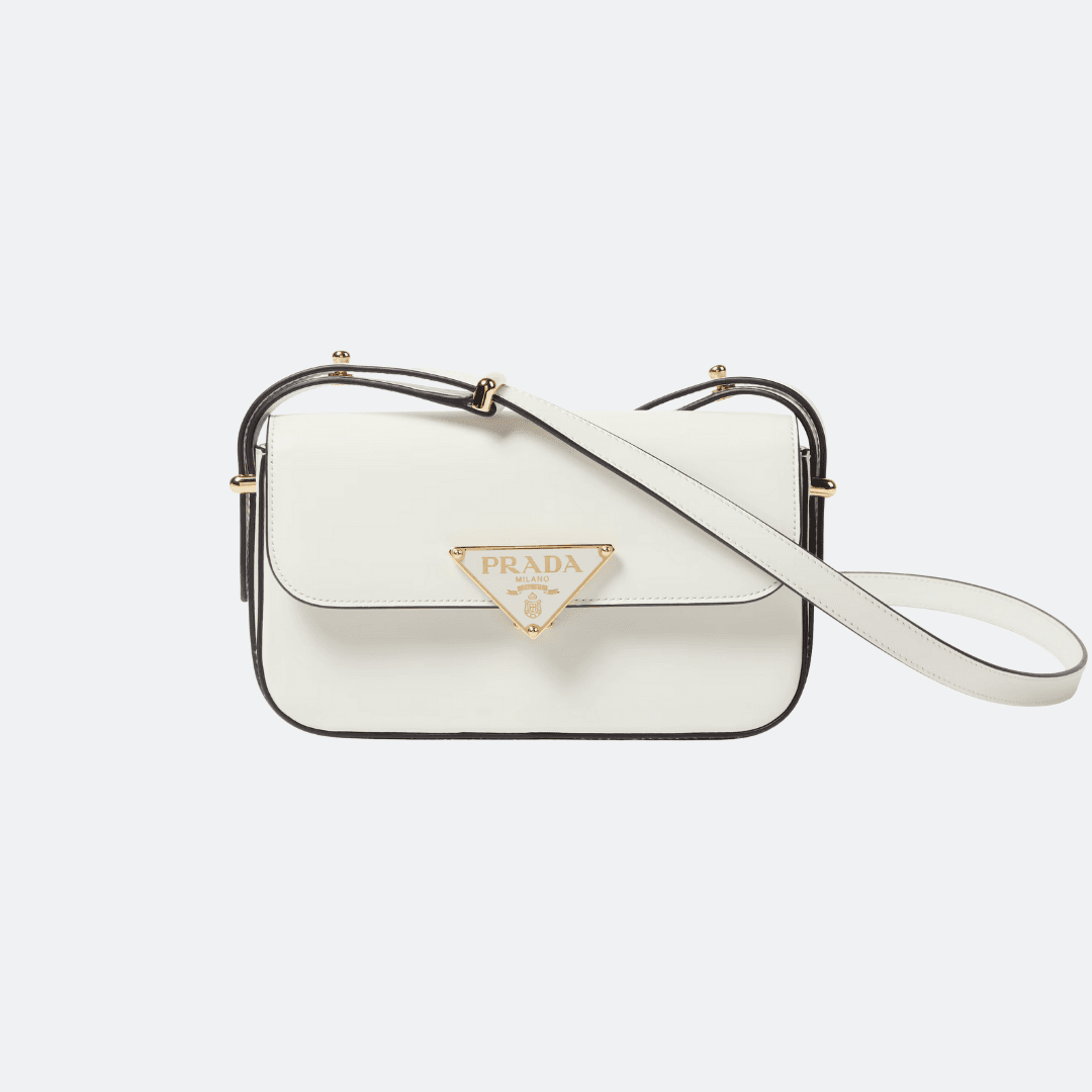 Prada Saffiano White Leather Shoulder Bag