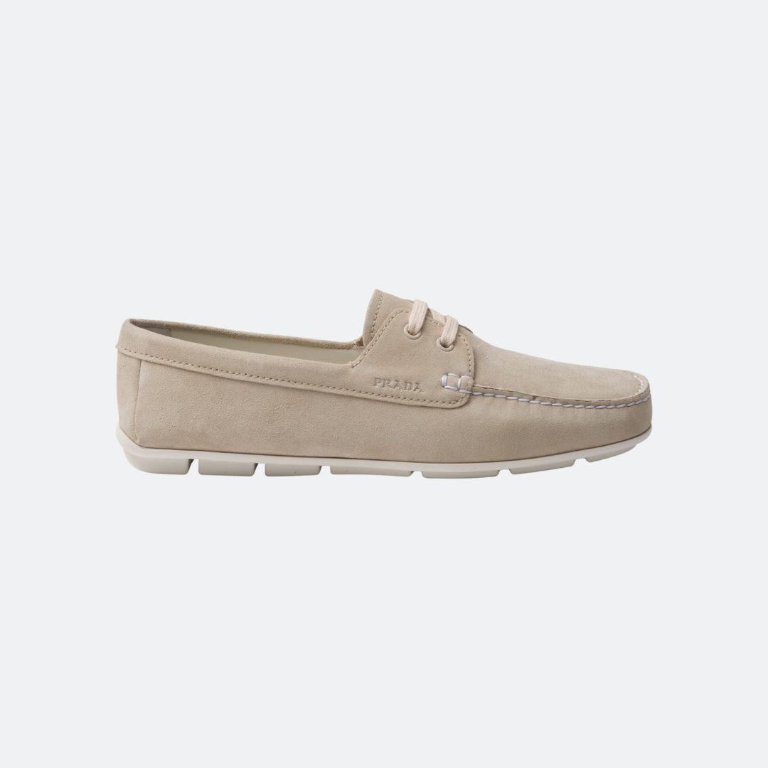 Prada Suede Beige Men Driving Shoes