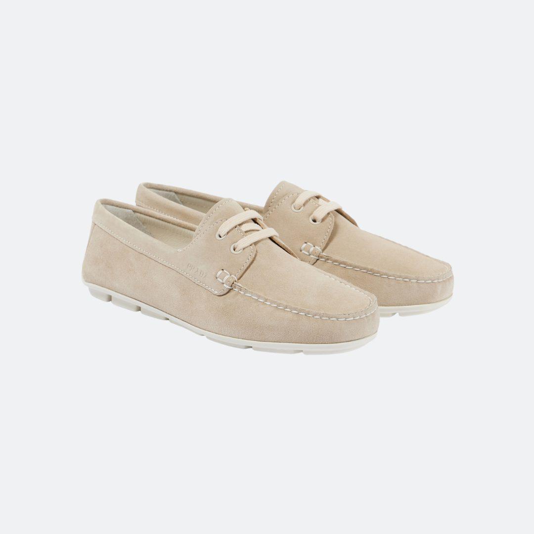Prada Suede Beige Men Driving Shoes alternate