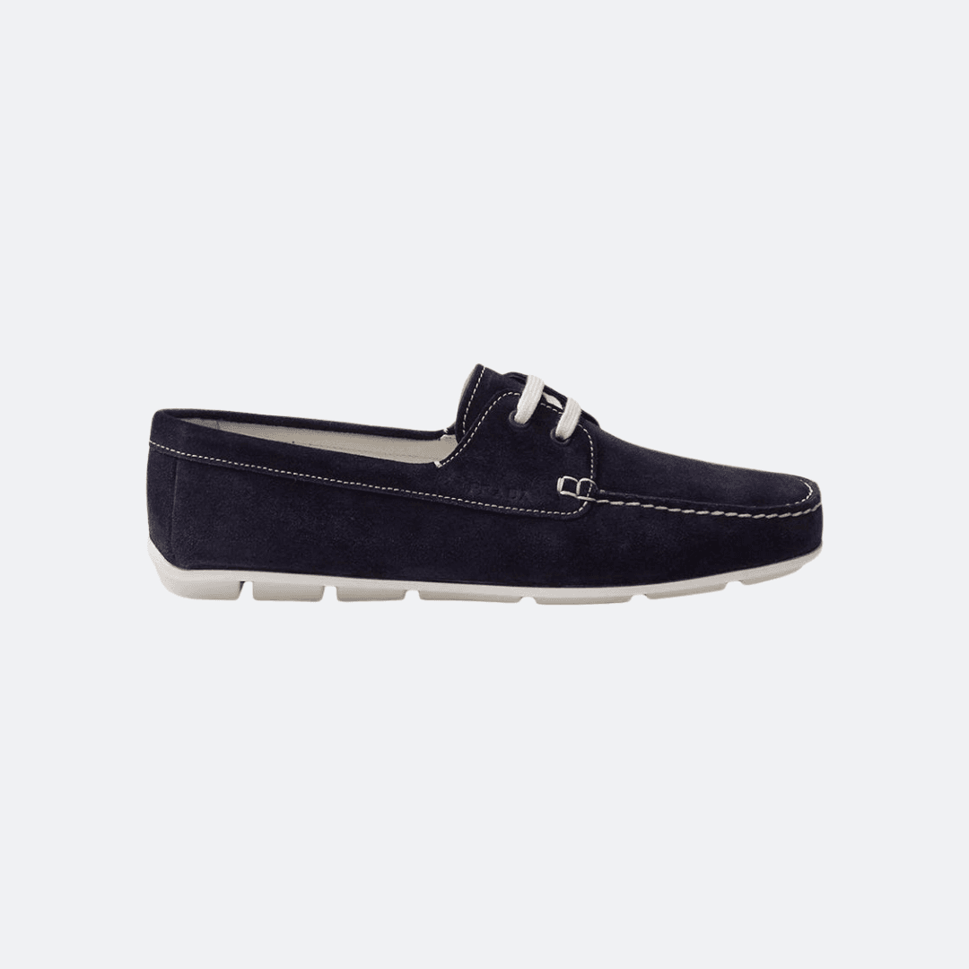 Prada Suede Navy Blue Men Driving Shoes