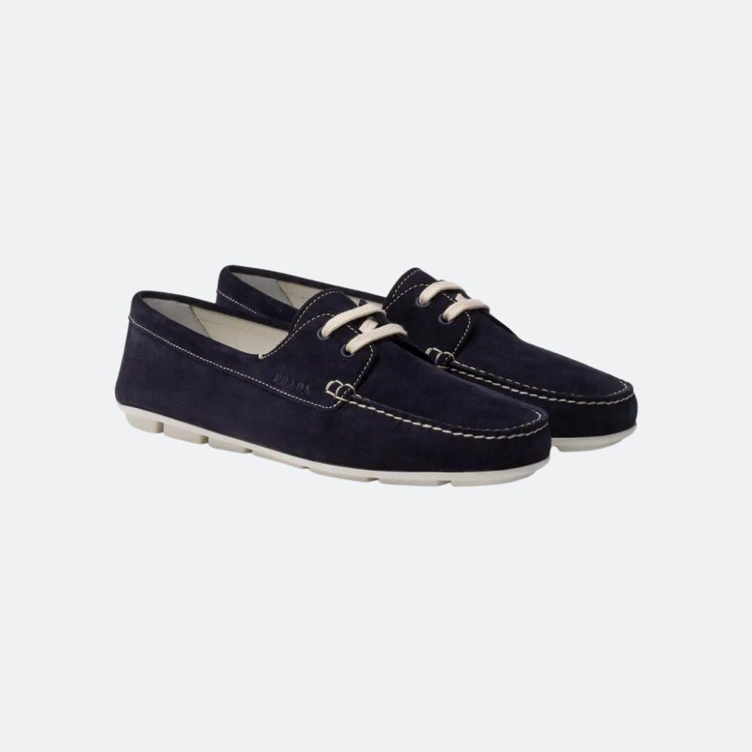 Prada Suede Navy Blue Men Driving Shoes alternate