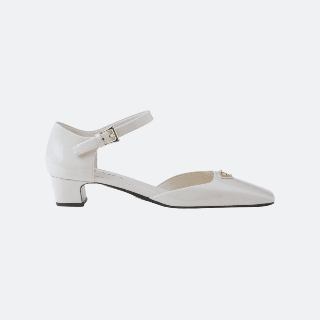 Prada White Patent Leather Pumps