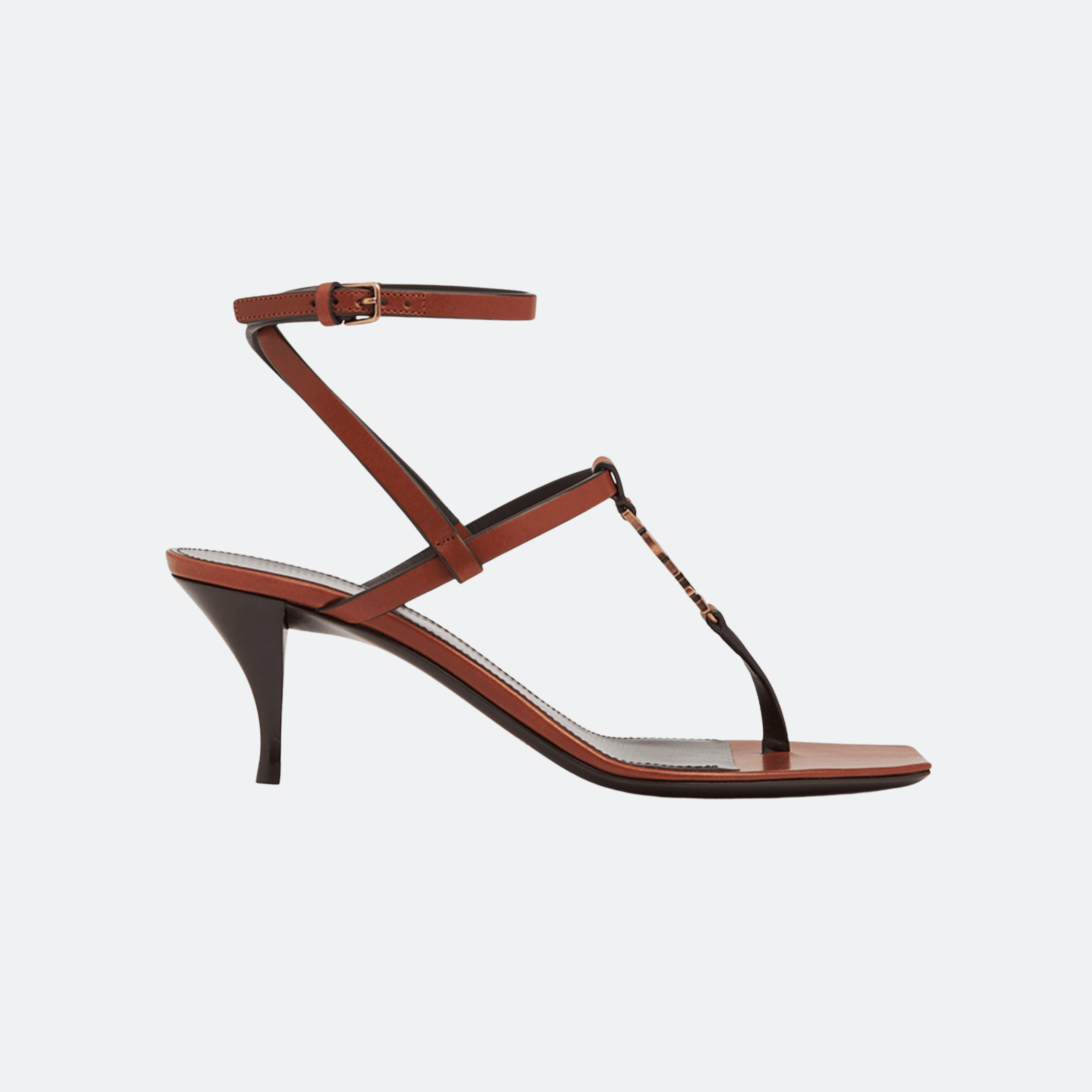 Saint Laurent Cassandre 60 Leather Sandals - Brown