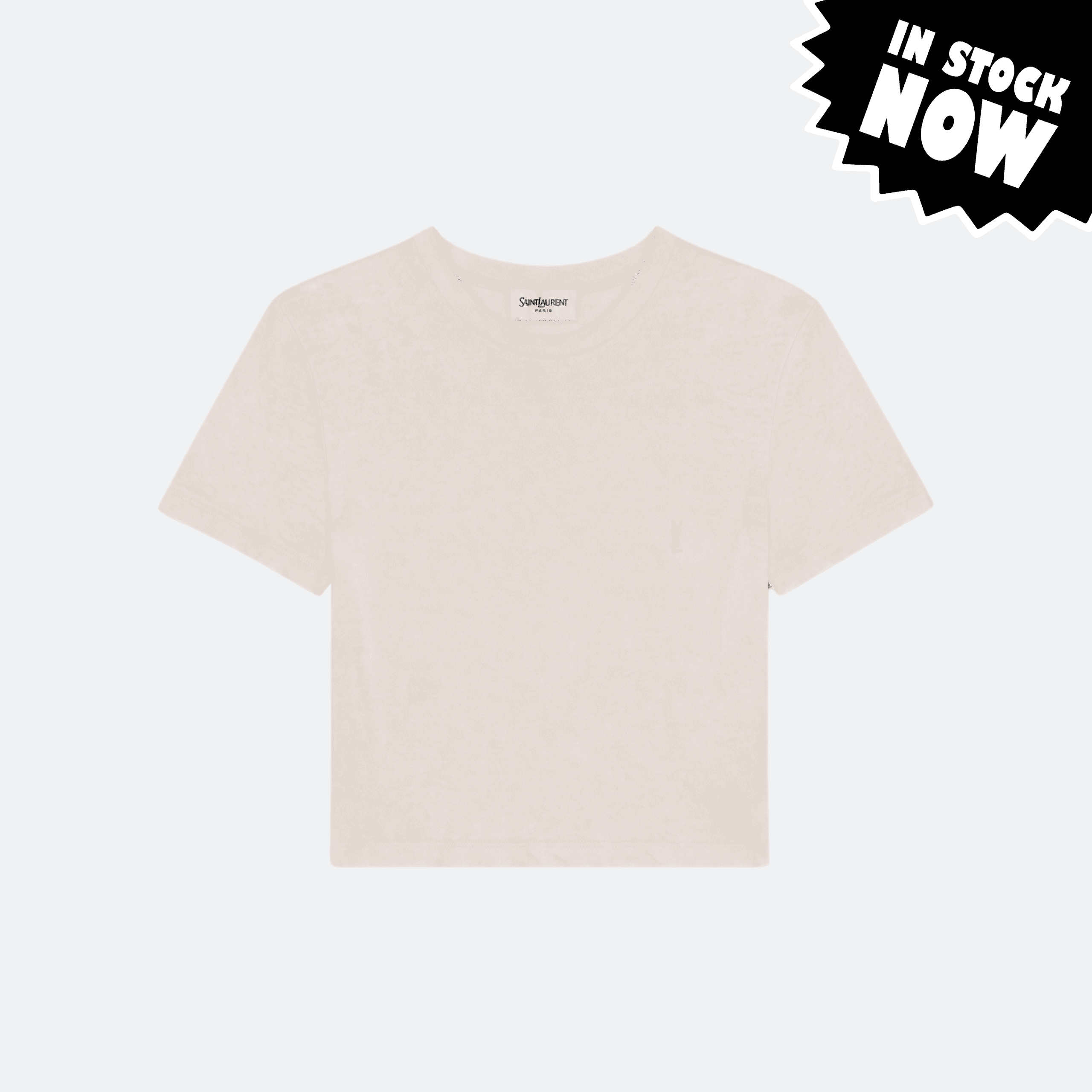 Saint Laurent Cropped Monogram Cotton T-Shirt Cream (S,M,L in Stock)