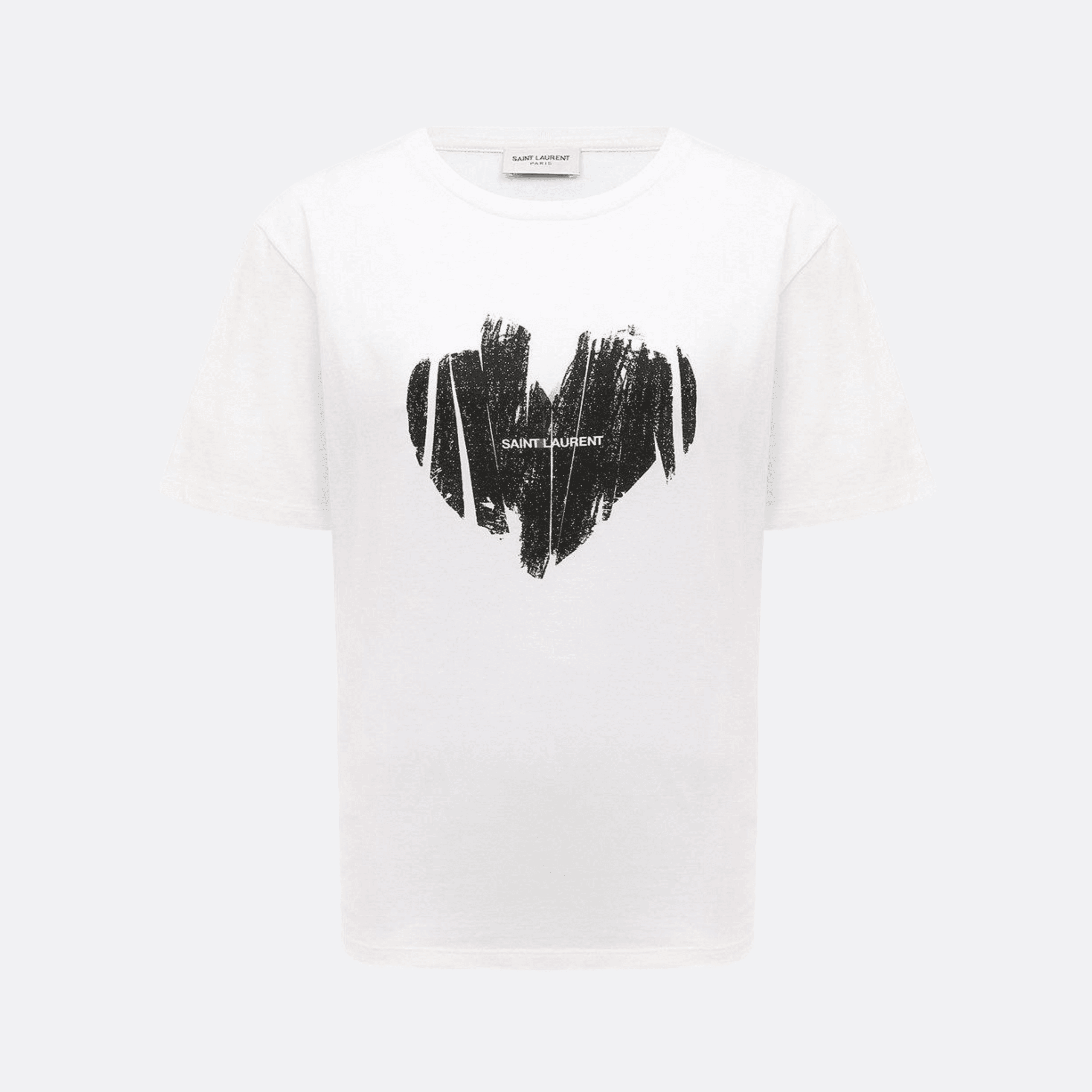 Saint Laurent Graphic Heart Print T-Shirt For Women - White