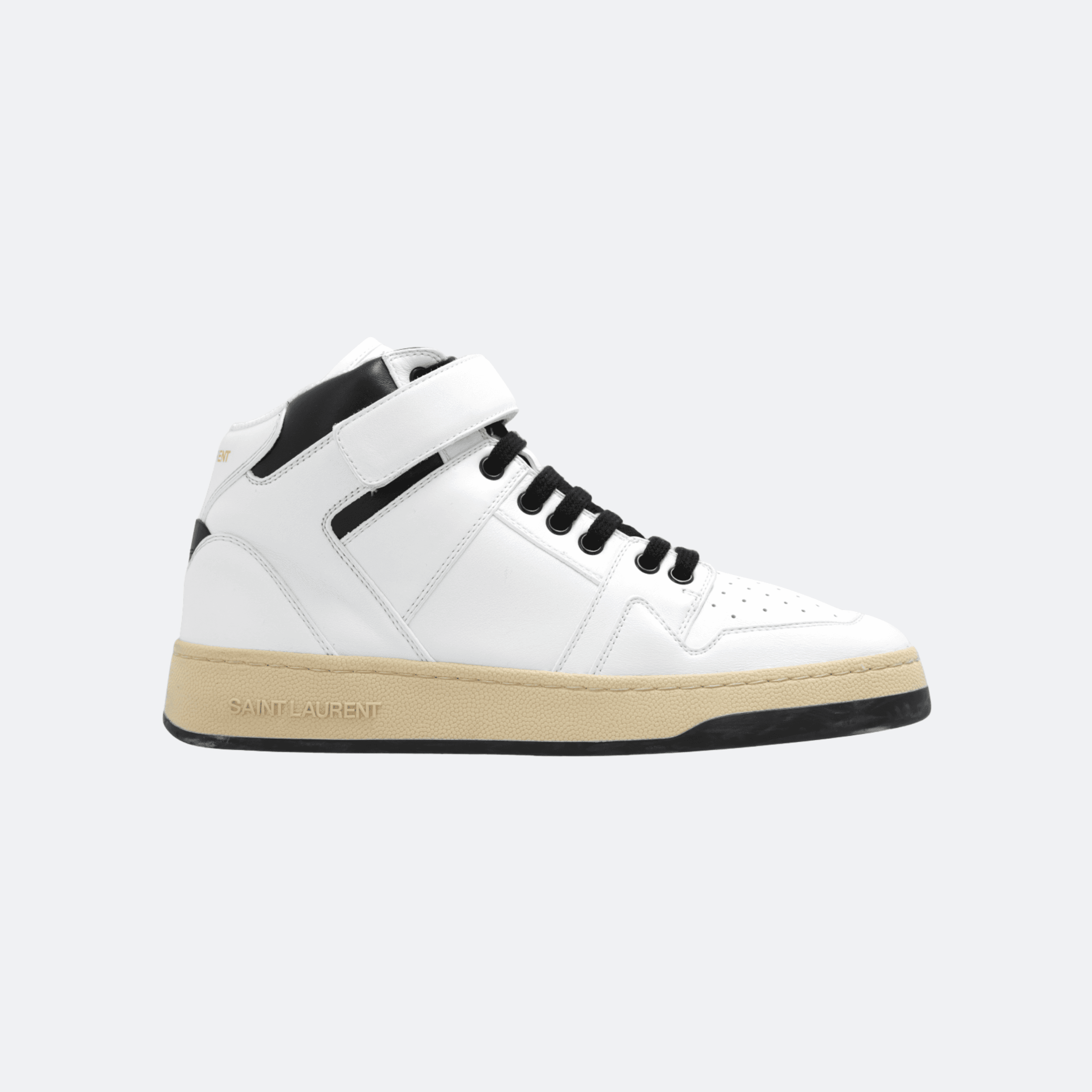 Saint Laurent Lax High-Top Sneakers -White-Black
