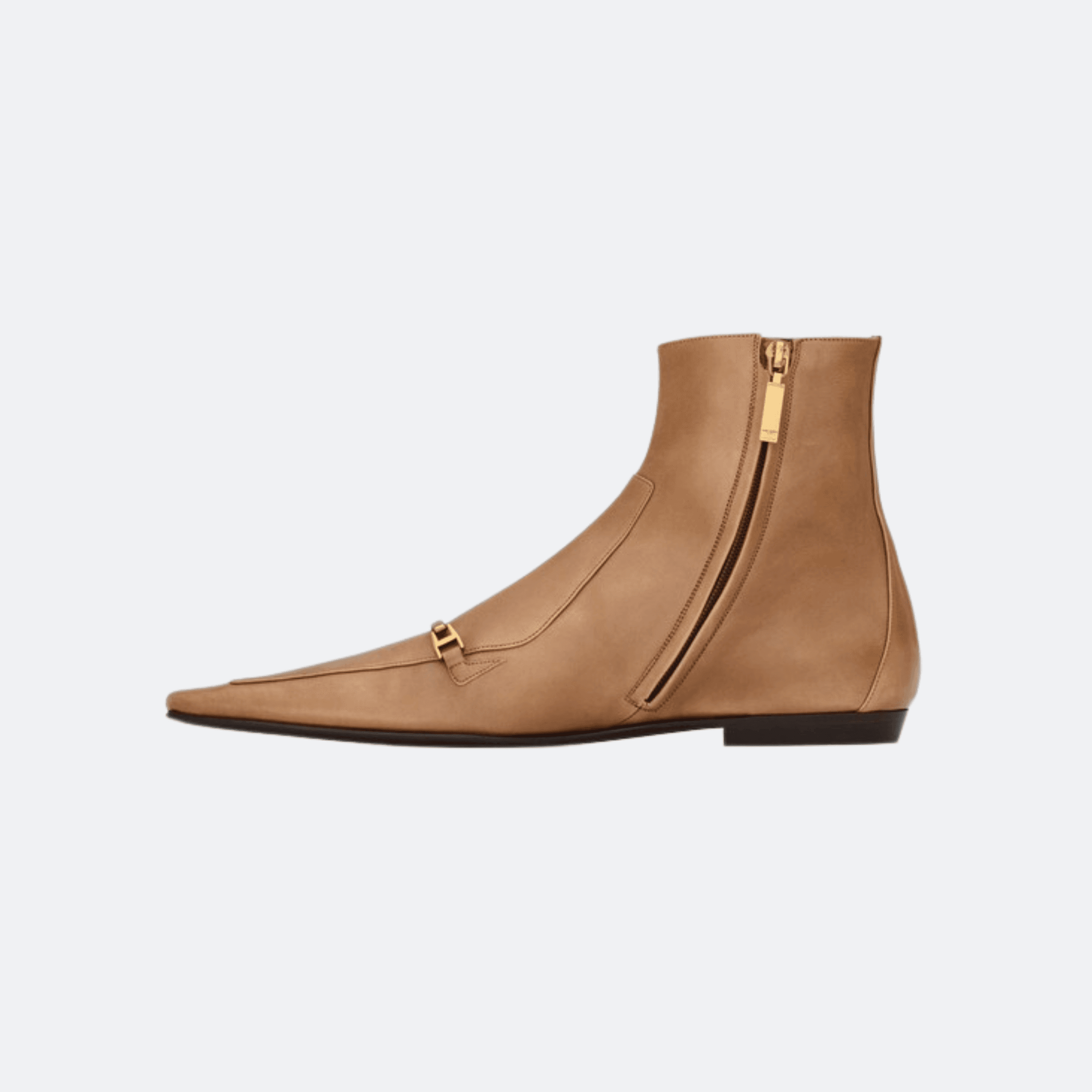 Saint Laurent Milton Smooth Leather Boots - Caramel alternate