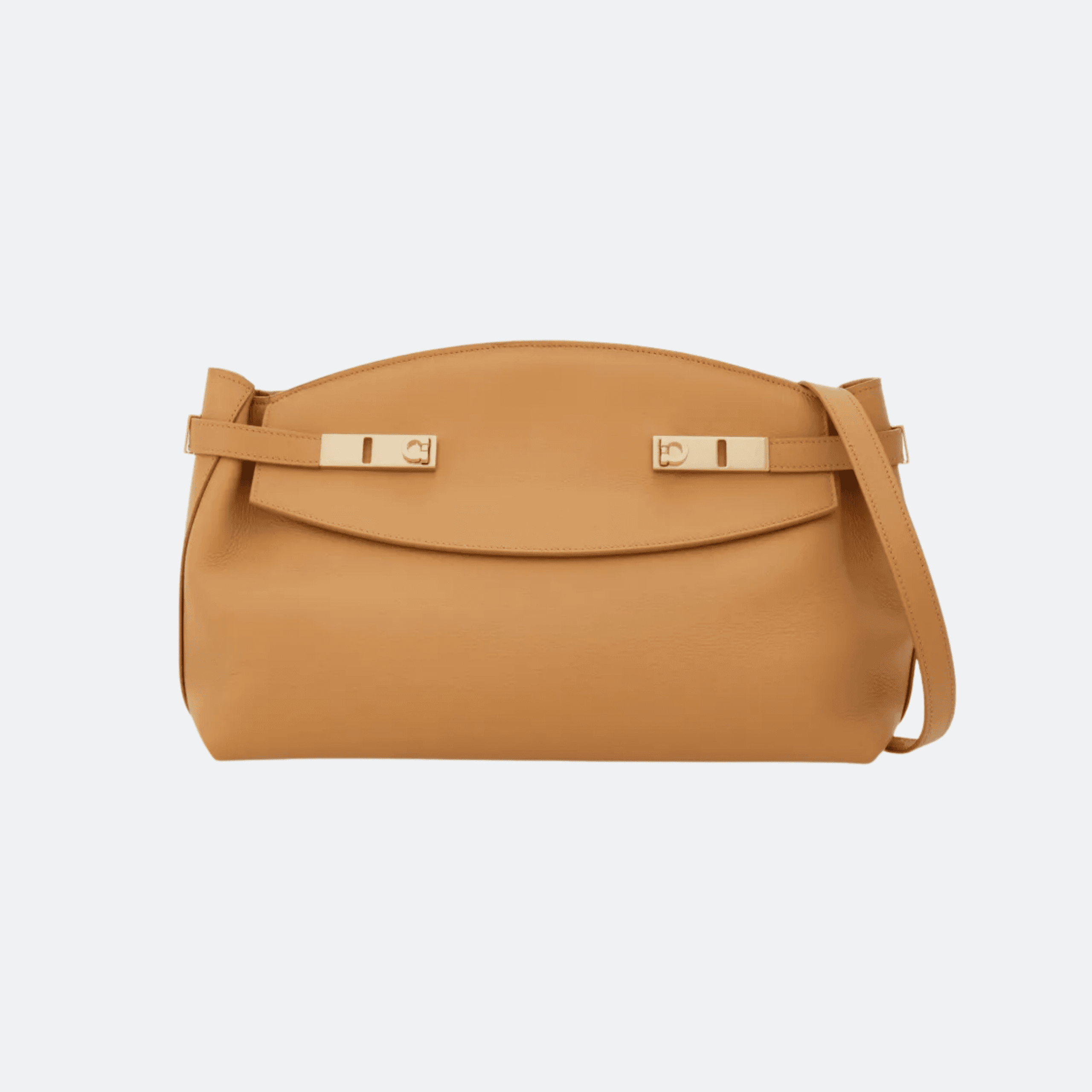 Salvatore Ferragamo “Hug” Large Leather Shoulder Bag - Camel