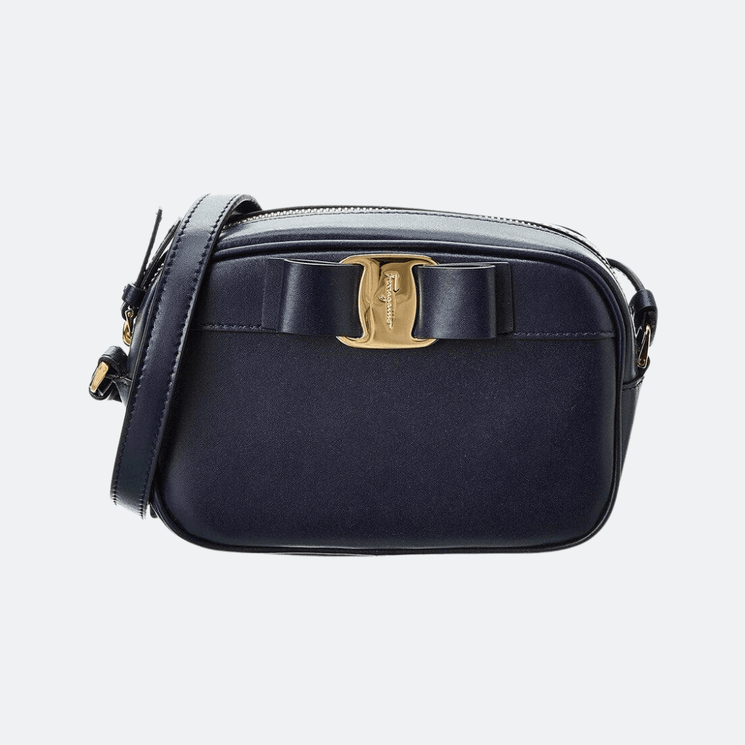 Salvatore Ferragamo Vara Bow Navy Blue Camera Bag