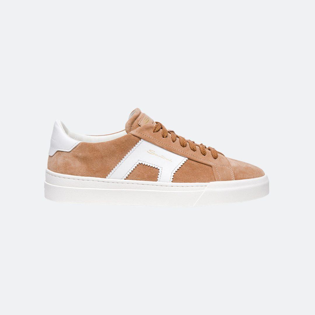 Santoni Beige Suede Men Sneakers