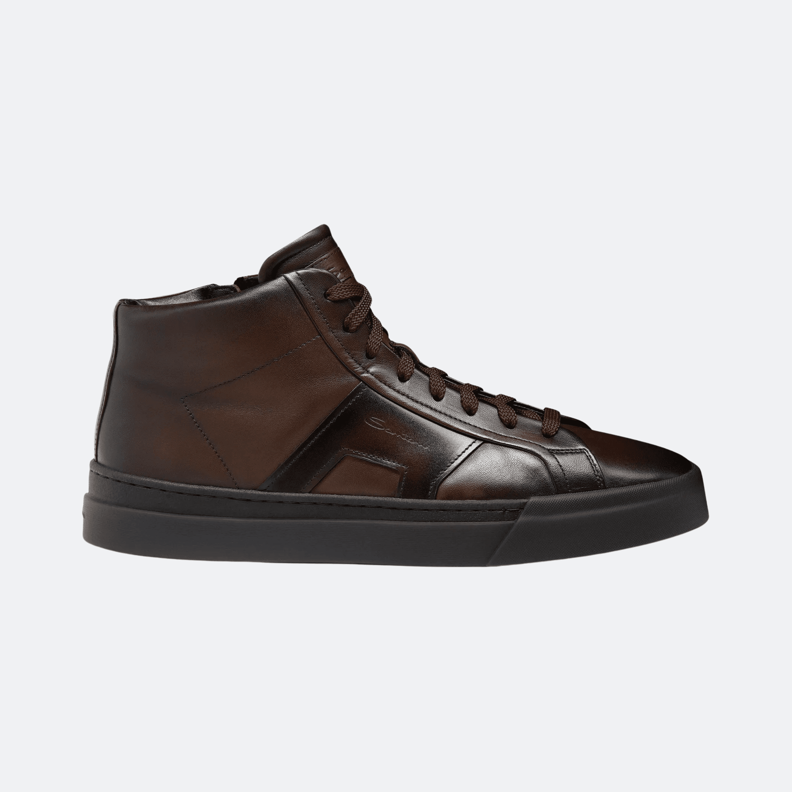 Santoni Double Buckle Leather Sneakers - Dark Brown