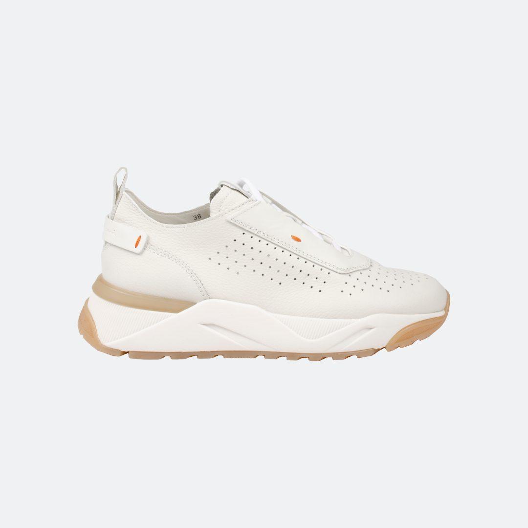 Santoni Dunghill White Leather Men Sneakers