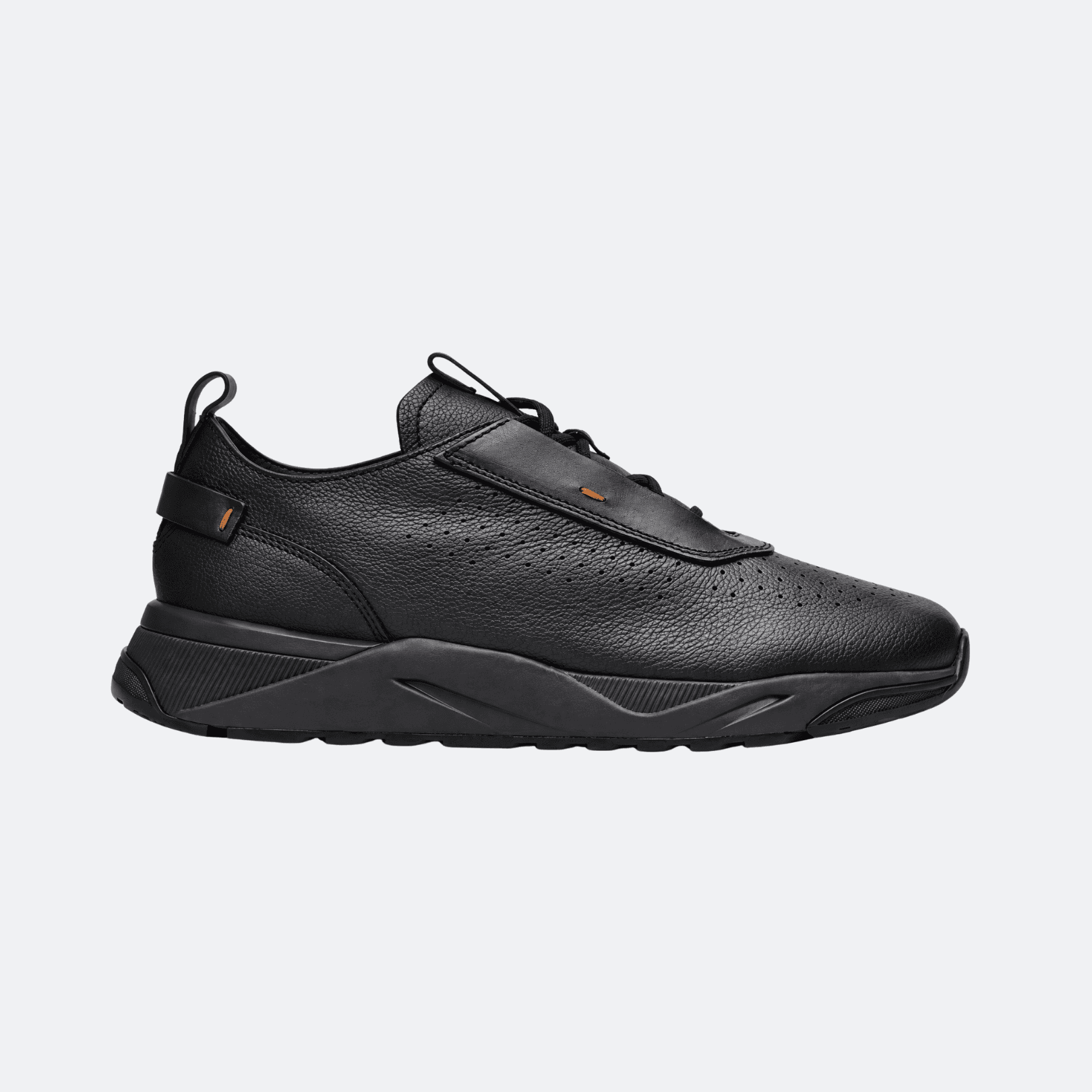 Santoni Easy Bounce Leather Sneakers for Men - Black