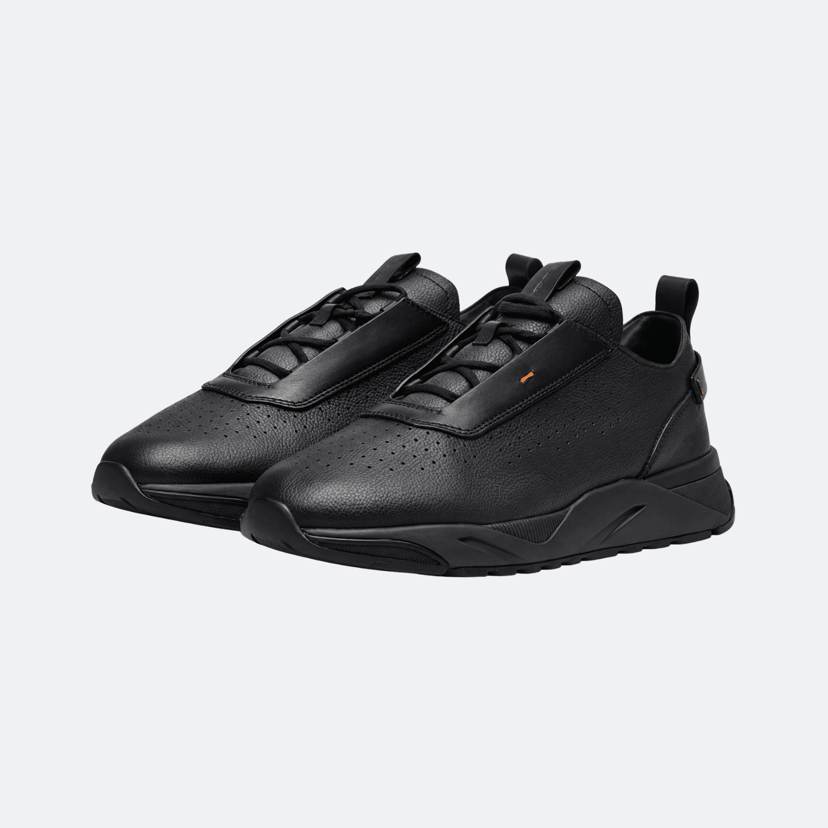 Santoni Easy Bounce Leather Sneakers for Men - Black alternate