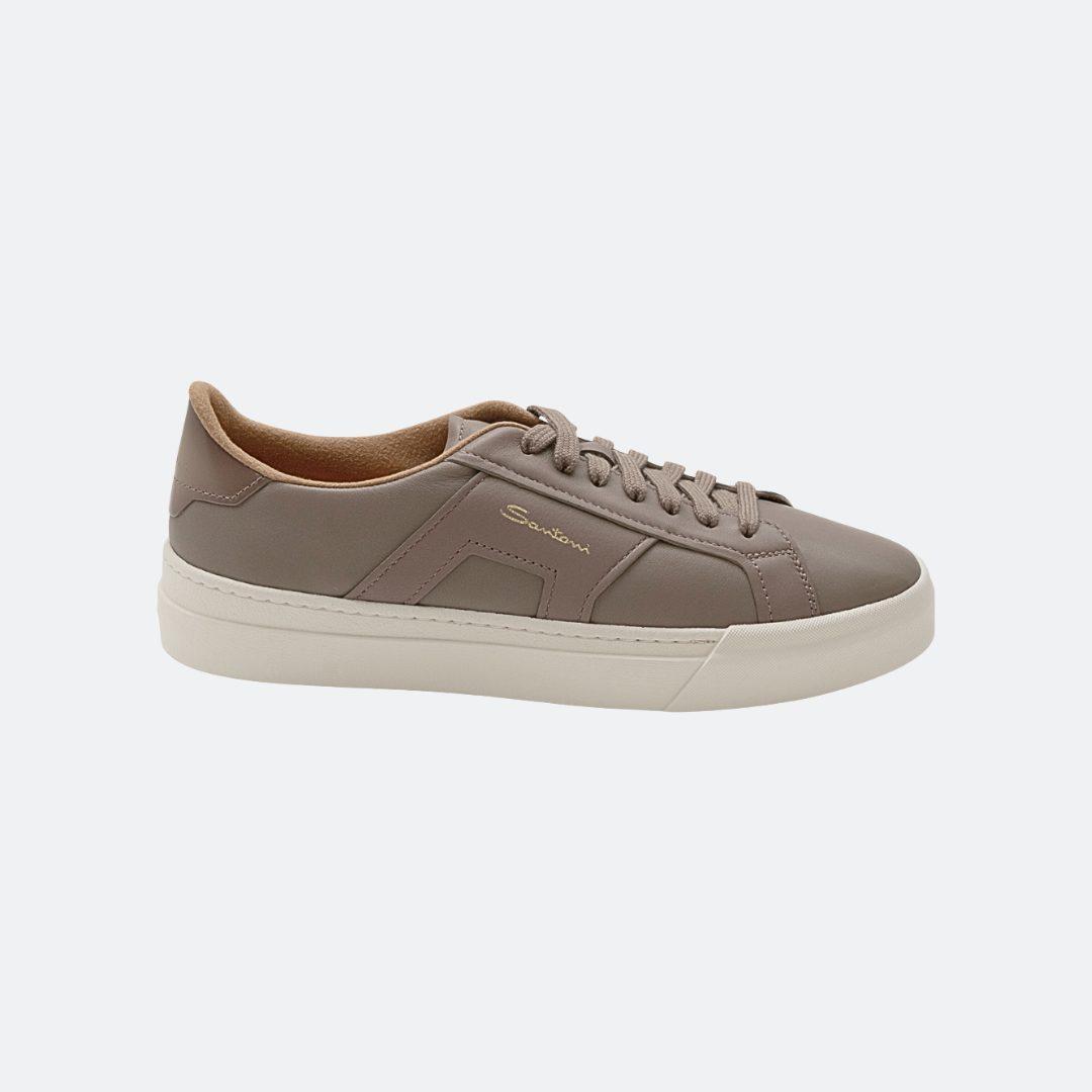Santoni Leather Grey Leather Men Sneakers