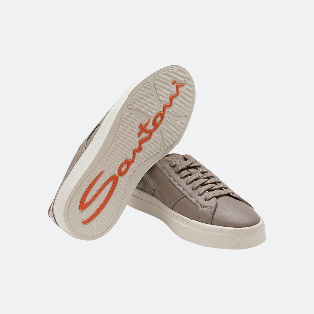 Santoni Leather Grey Leather Men Sneakers alternate