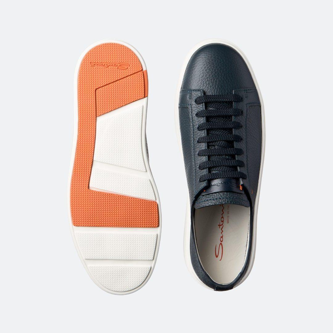 Santoni Low Top Leather Navy Blue Men Sneakers alternate