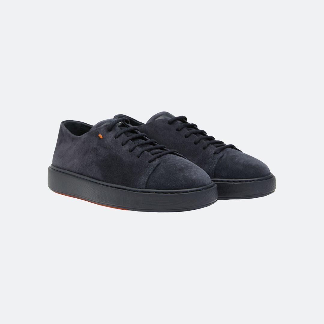 Santoni Low Top Suede Navy Blue Men Sneakers alternate