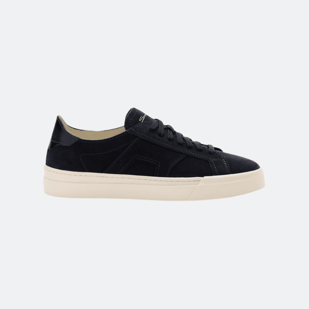 Santoni Navy Blue Suede Men Sneakers