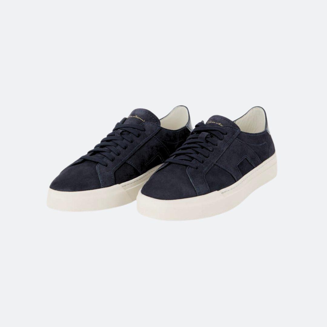 Santoni Navy Blue Suede Men Sneakers alternate