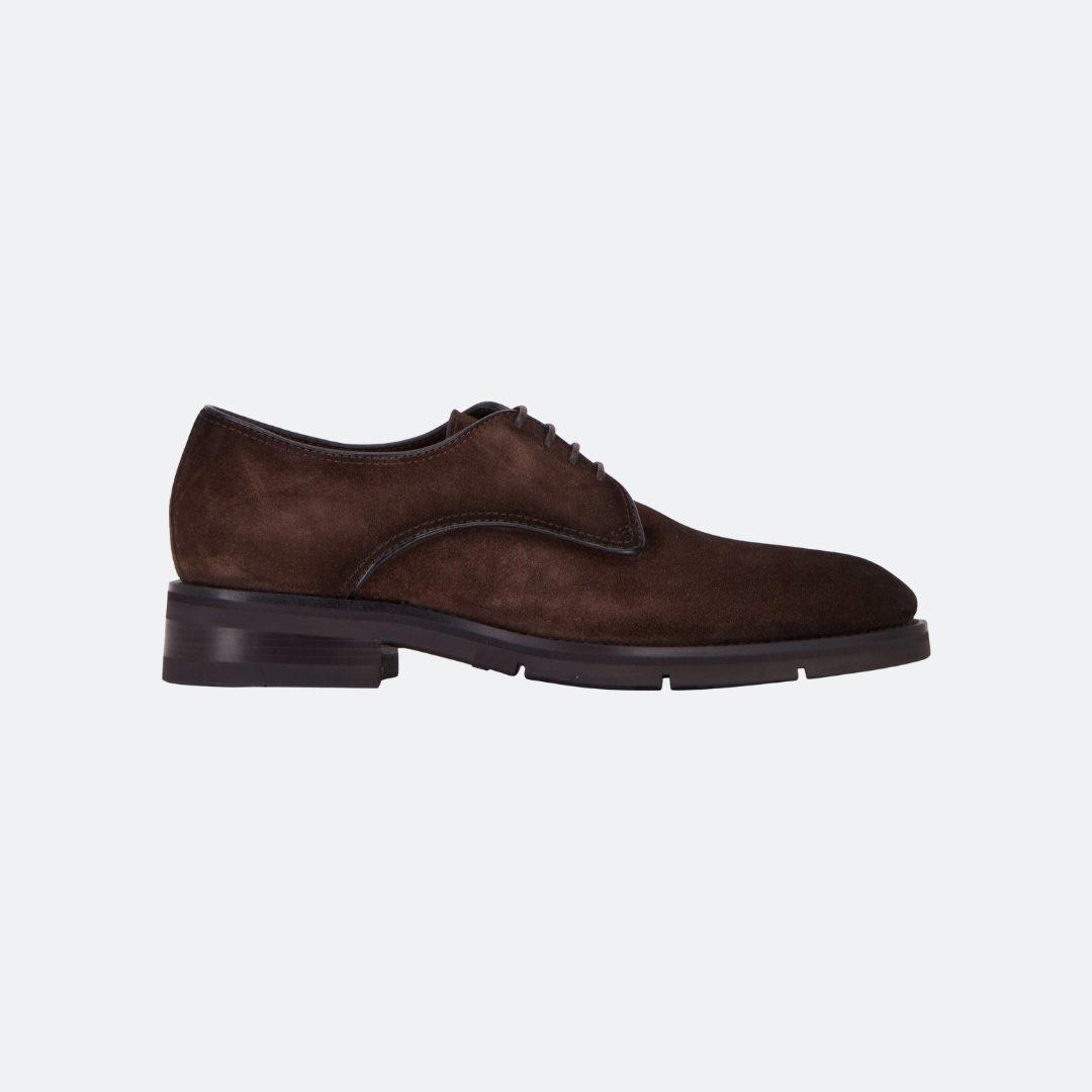 Santoni Suede Brown Men Shoes