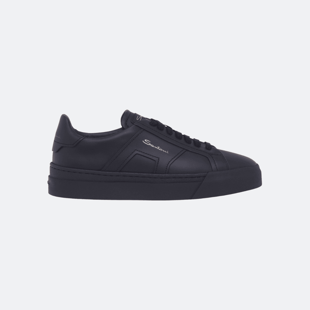 Santoni Women Black Leather Sneakers