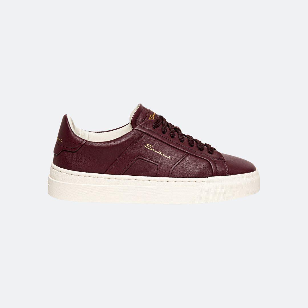 Santoni Women Burgundy Leather Sneakers