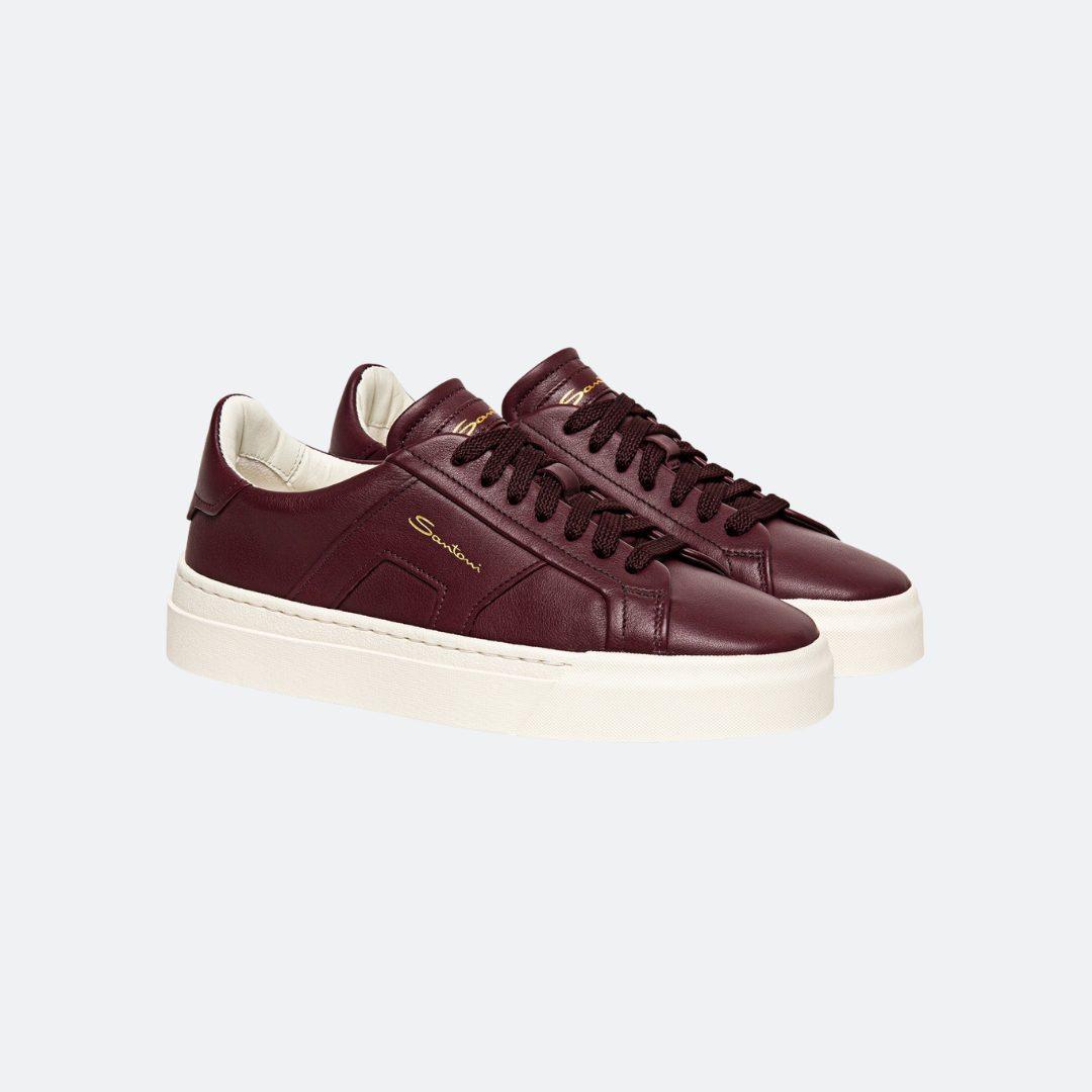 Santoni Women Burgundy Leather Sneakers alternate