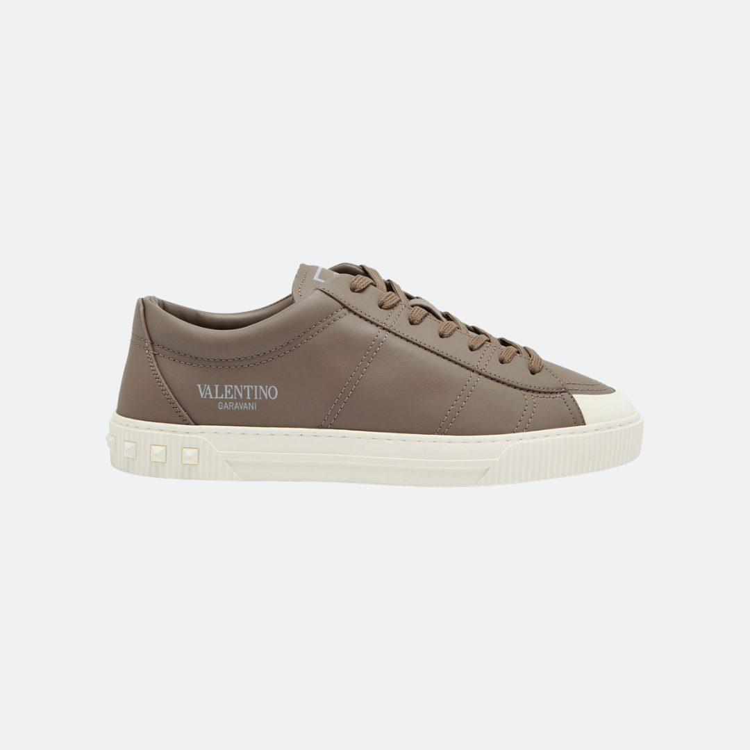 Valentino Garavani City Planet Brown Leather Men Sneakers