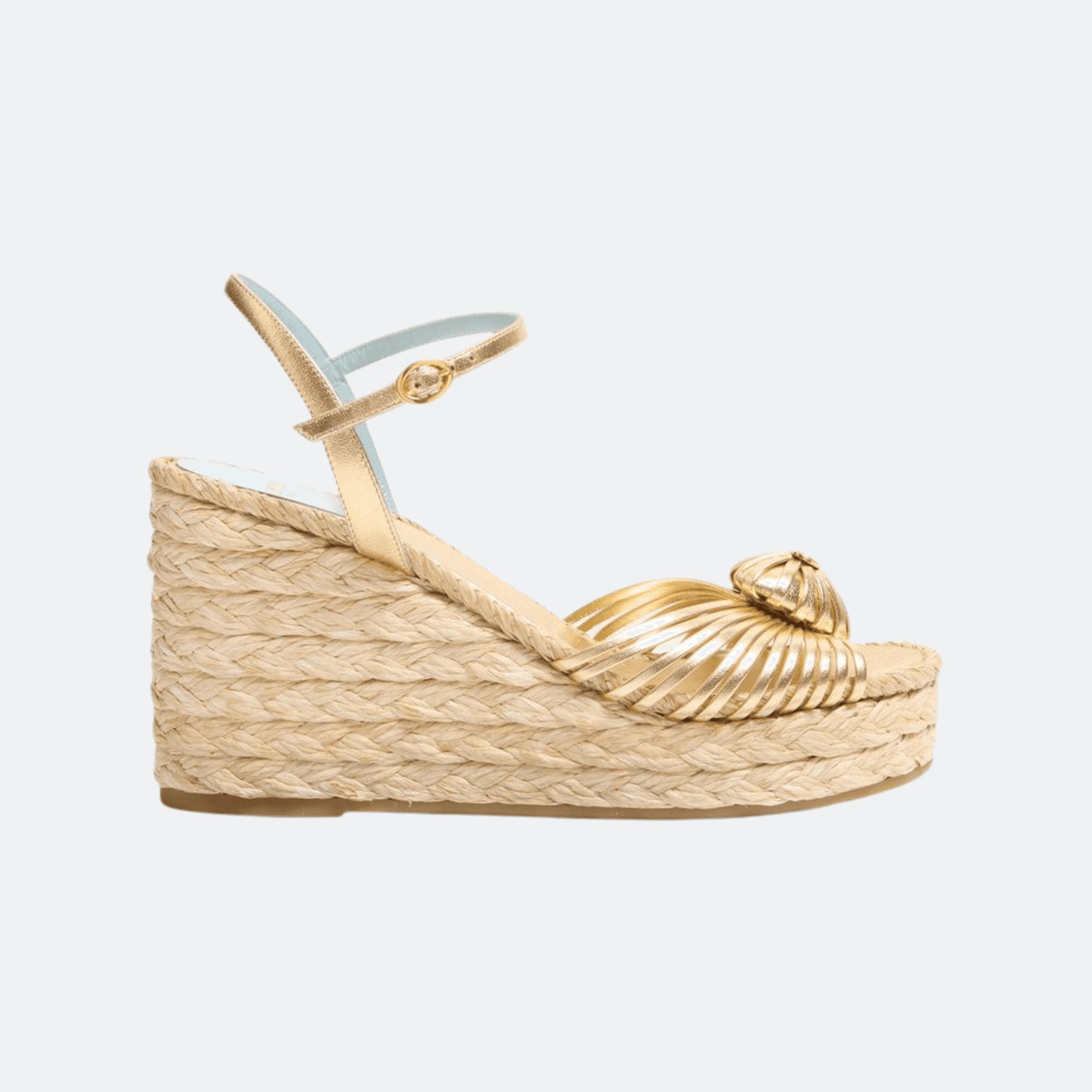 Valentino Garavani Coeur Royal Wedge In Metallic Nappa Leather 100mm – Gold