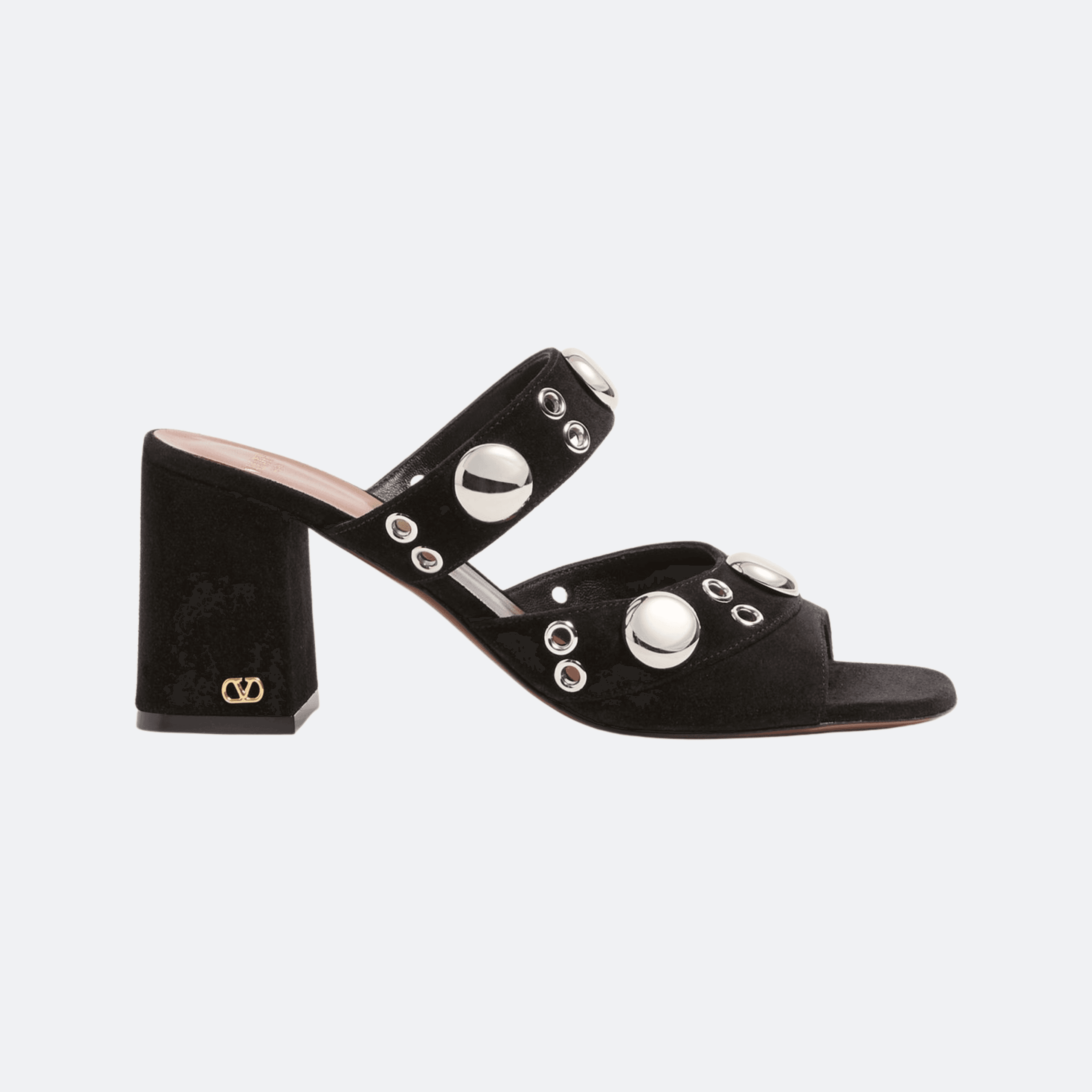 Valentino Garavani Nellcôte Slide Sandal in Split Leather 75MM for Women - Black