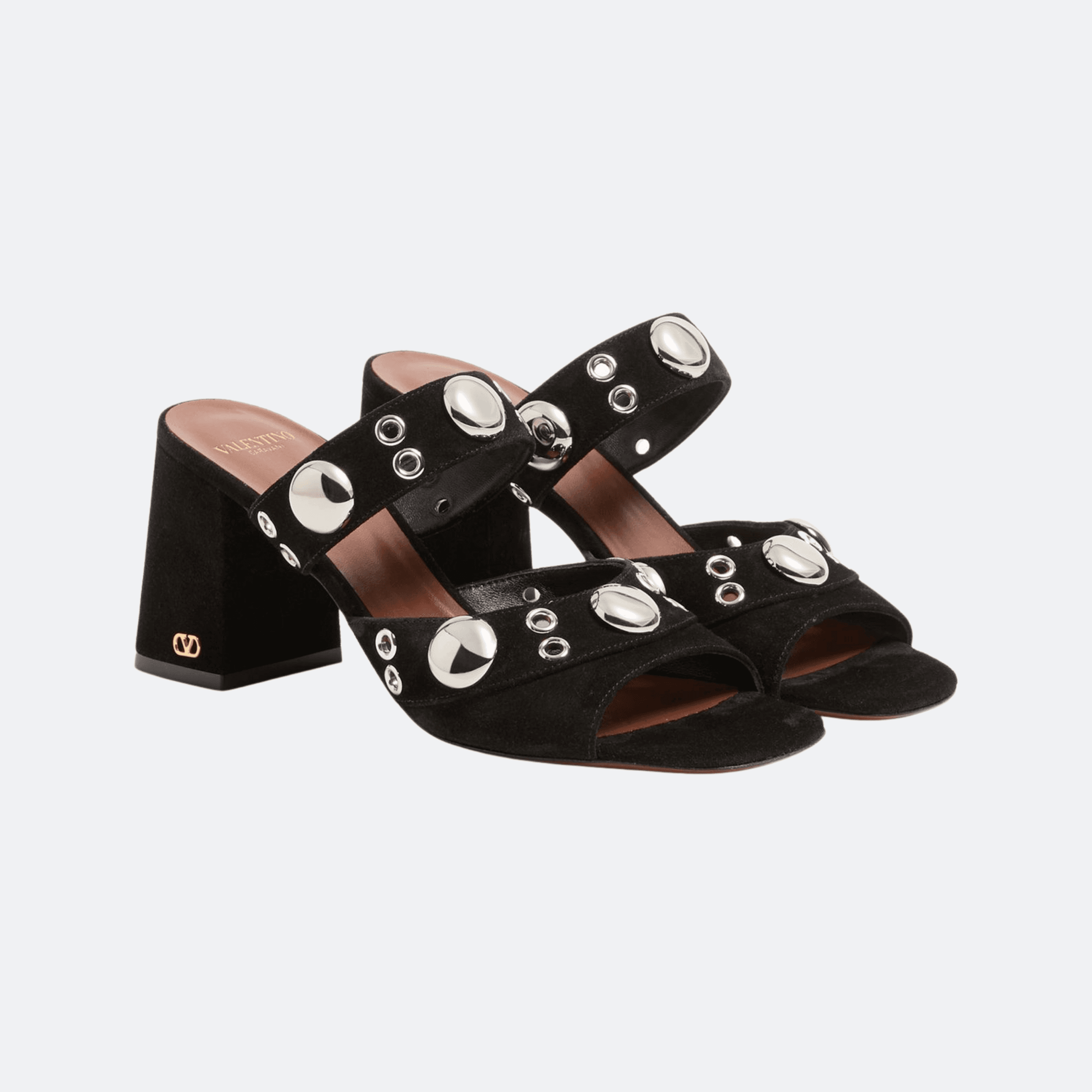 Valentino Garavani Nellcôte Slide Sandal in Split Leather 75MM for Women - Black alternate