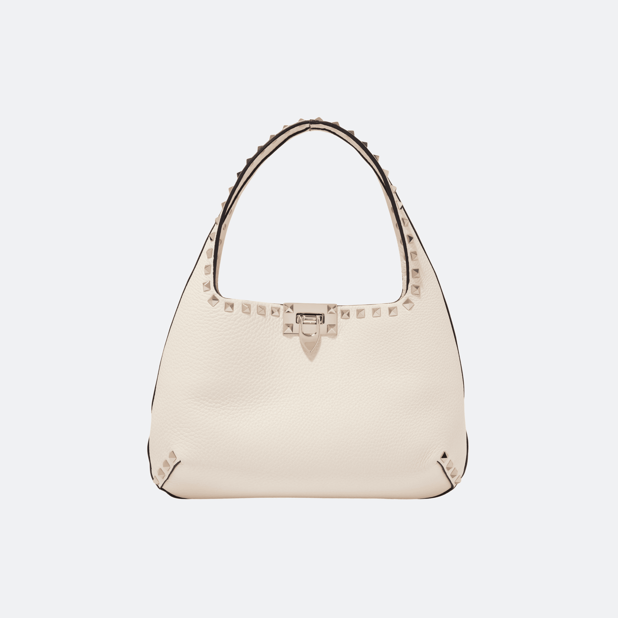 Valentino Garavani Rockstud Small Leather Hobo Bag - White