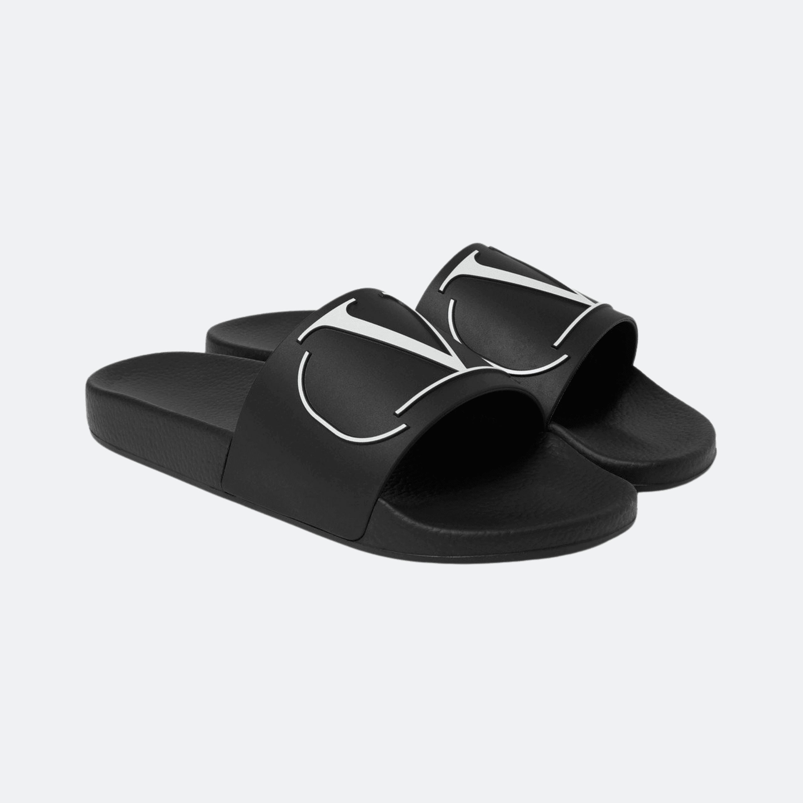 Valentino Garavani V Logo Rubber Slides For Men - Black alternate